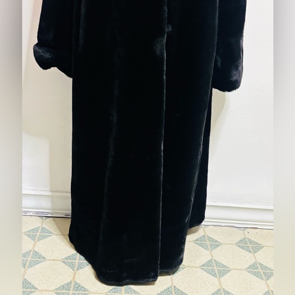 Nuage Full Length Black Faux Sheared Hooded Coat Medium - Picture 6 of 13